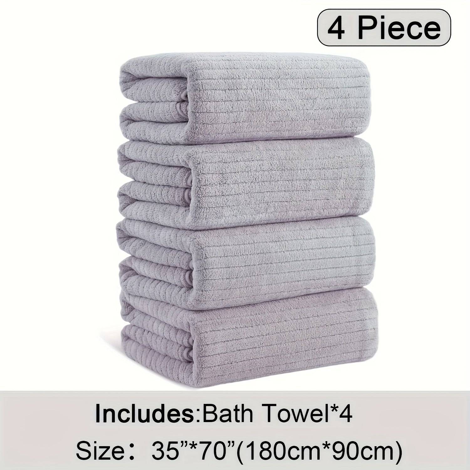 4-Pack Oversized Bath Towels Set 35"x70" XL Microfiber Towels Quick-Dry, Soft & Absorbent for Family or Hotel Use
