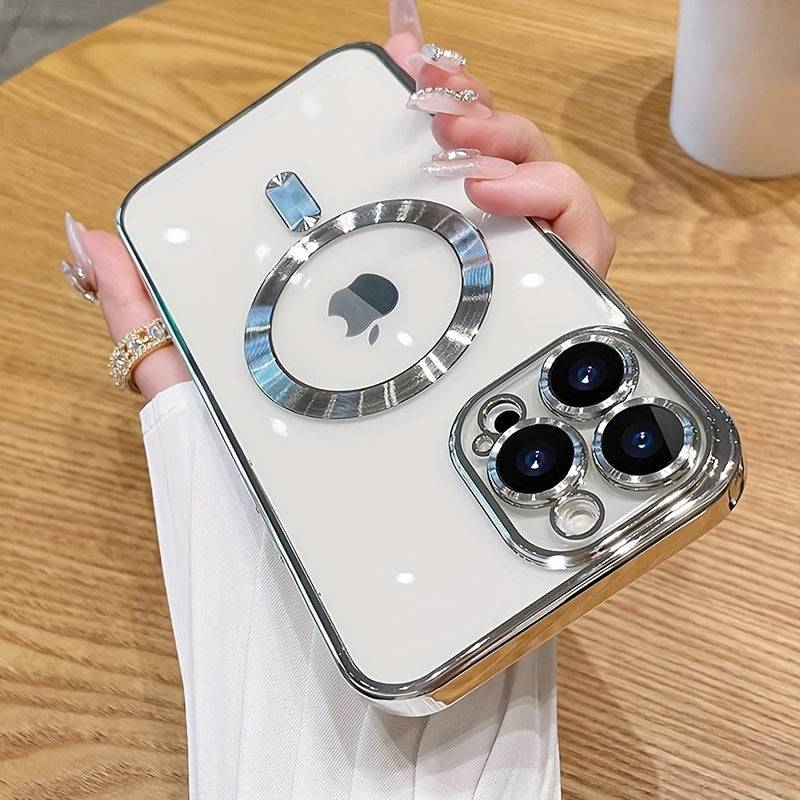 Magnetic Slim Phone Case with Full Camera Protection Metal Plating Design for iPhone 16–11 Series