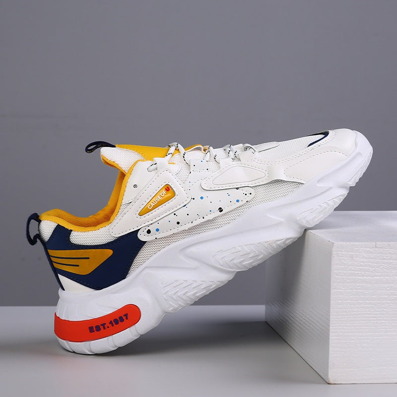 Mens Basketball Shoes PU Mesh Soft Sole Lace Up Traction