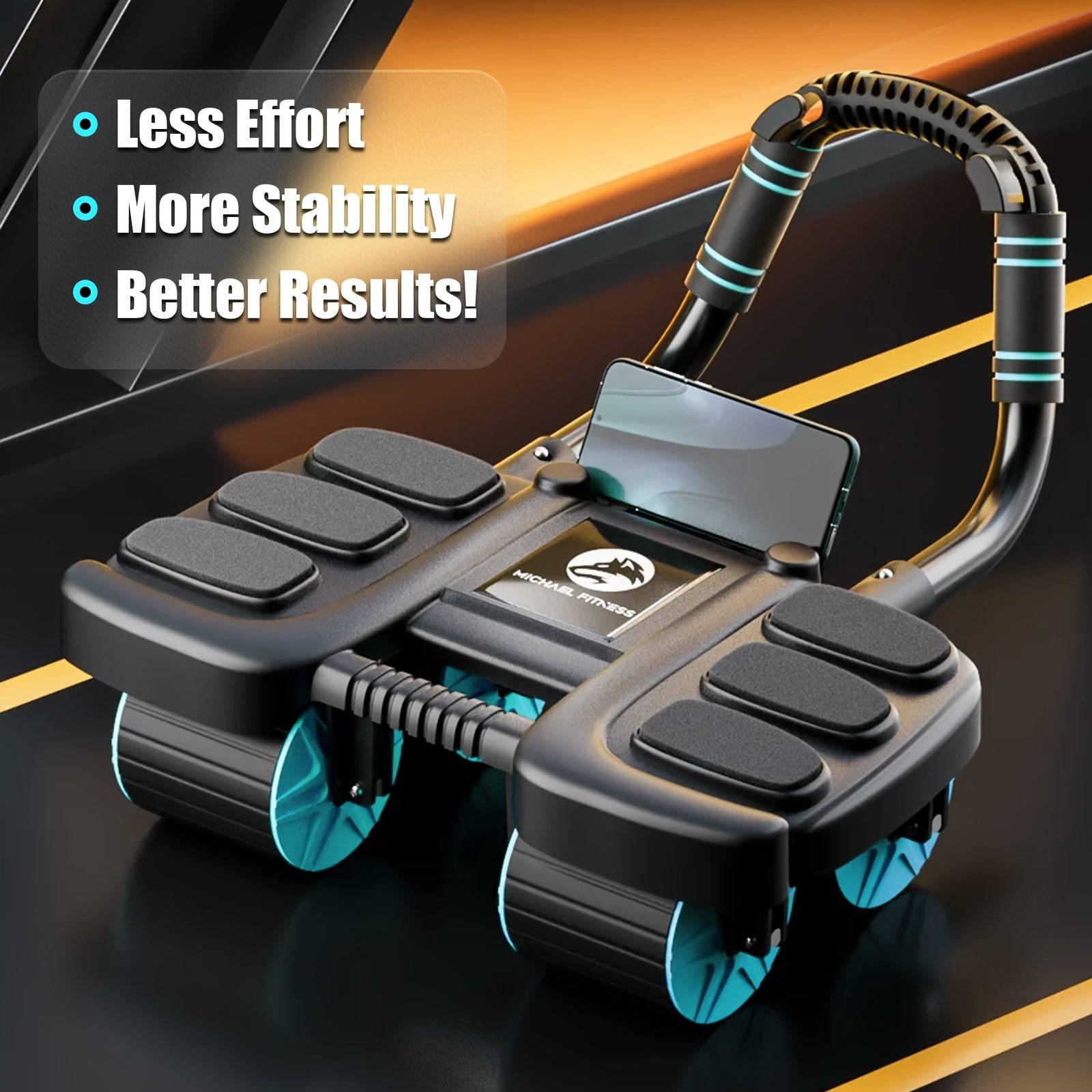 Self-Rebounding Ab Roller with Elbow Pads Automatic Rebound & Safety Brake Core Workout Equipment for Home Gym Fitness Training for Men & Women
