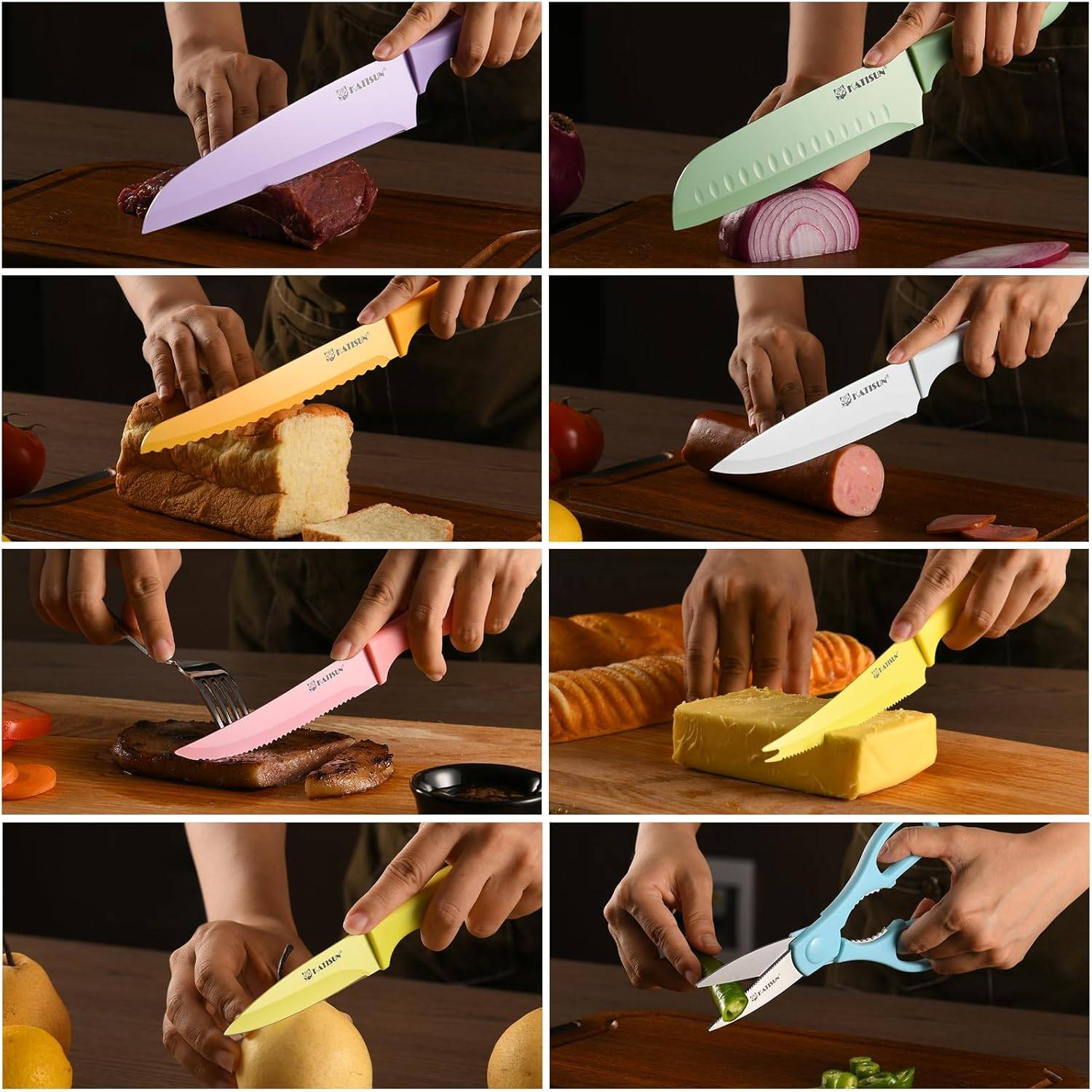 30 Piece Colorful Stainless Steel Kitchen Knife Set