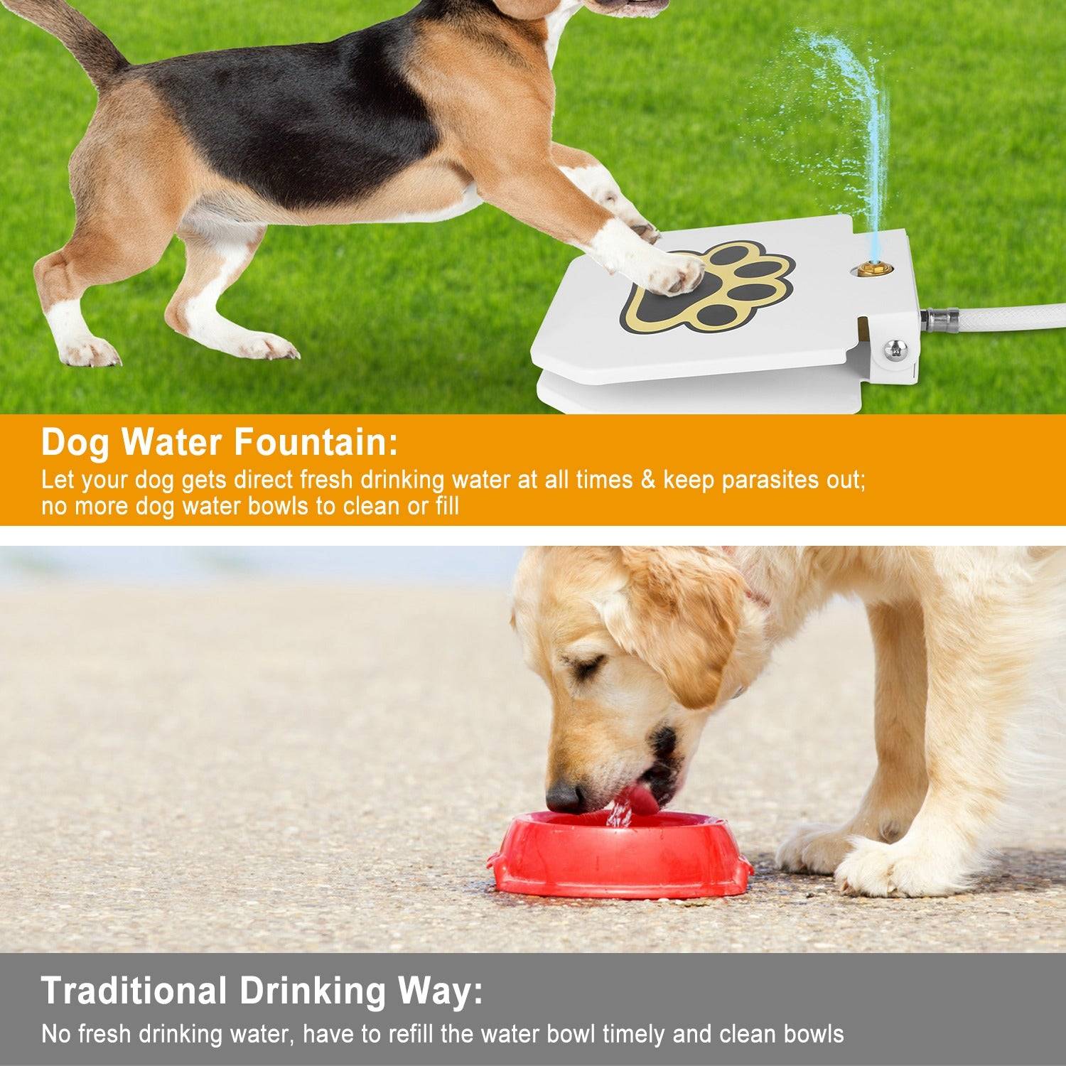 Dog Water Fountain Outdoor Step On Pedal Fresh Flow System