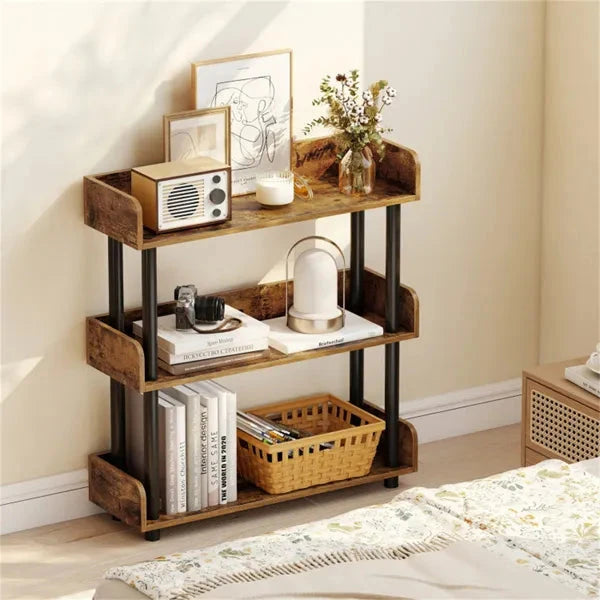 3 Tier Industrial Storage Rack Bookshelf with Guardrails
