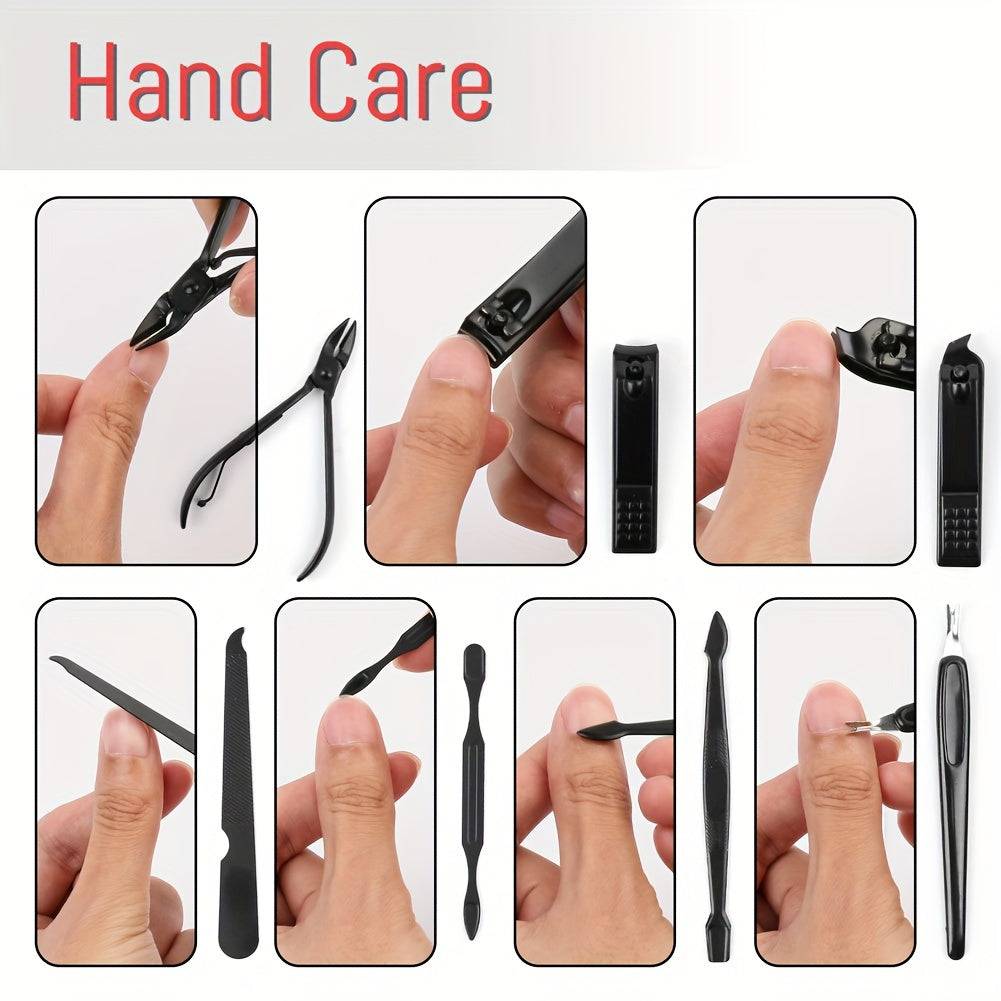 Stainless Steel Nail Clippers & Manicure Set Cuticle Nippers, Pedicure Tools with Travel Case for Hand & Foot Care