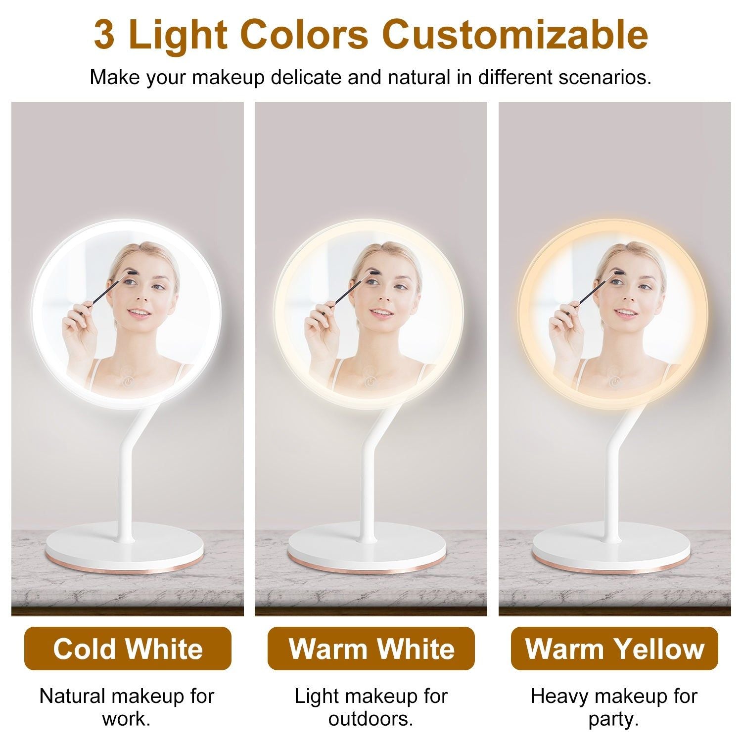 Lighted Vanity Mirror with 5X Magnification