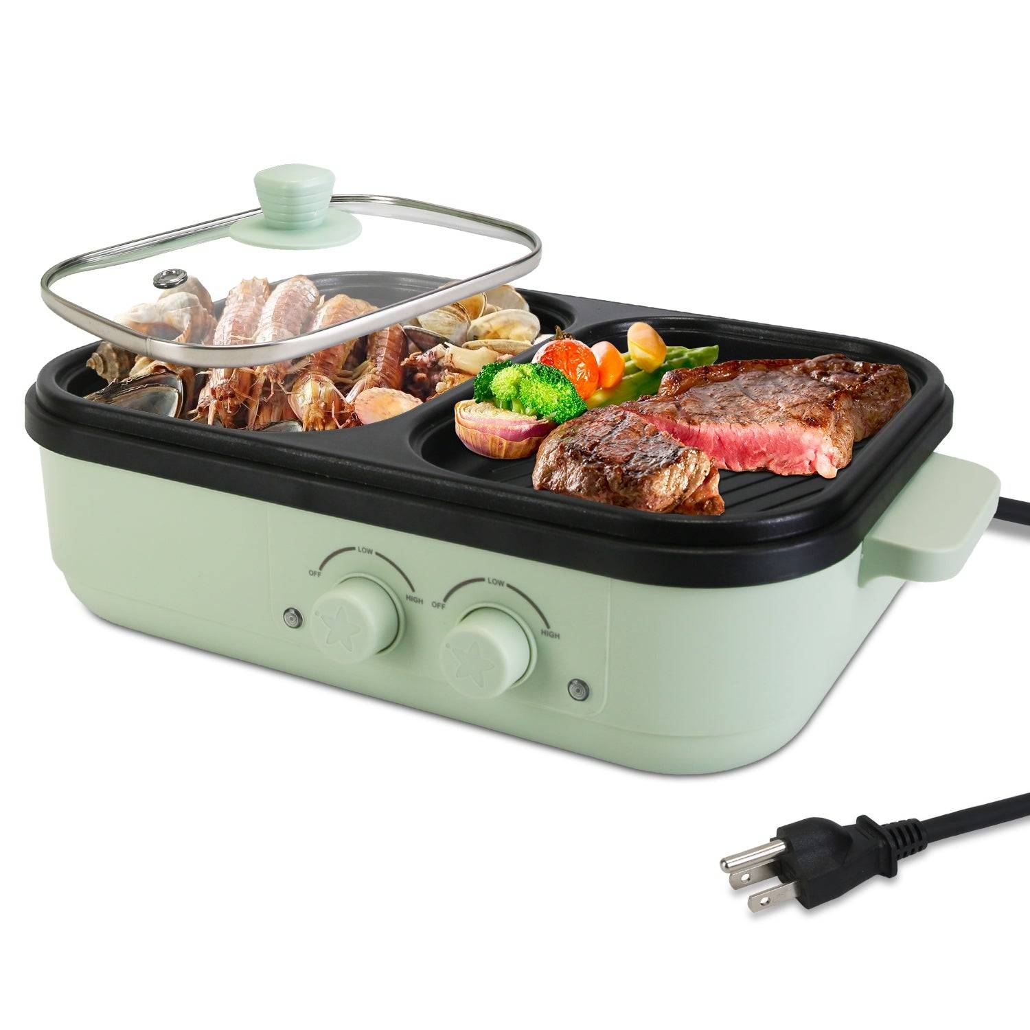 2-in-1 Electric Grill and Hot Pot 1300W for 1–2 People