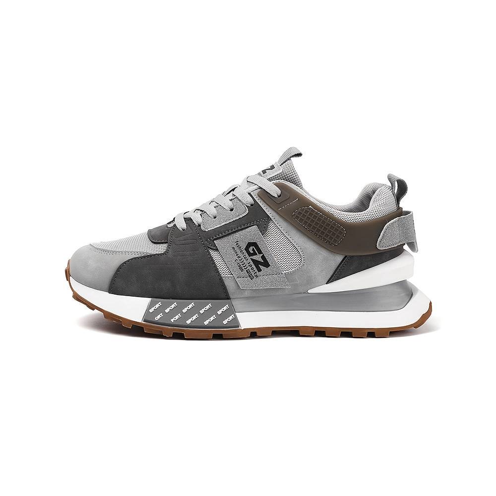 Men’s Casual Sneakers with Vintage Graphic Print, PU Upper & Non-Slip Rubber Sole, Low-Top Lace-Up Shoes for All-Season Wear