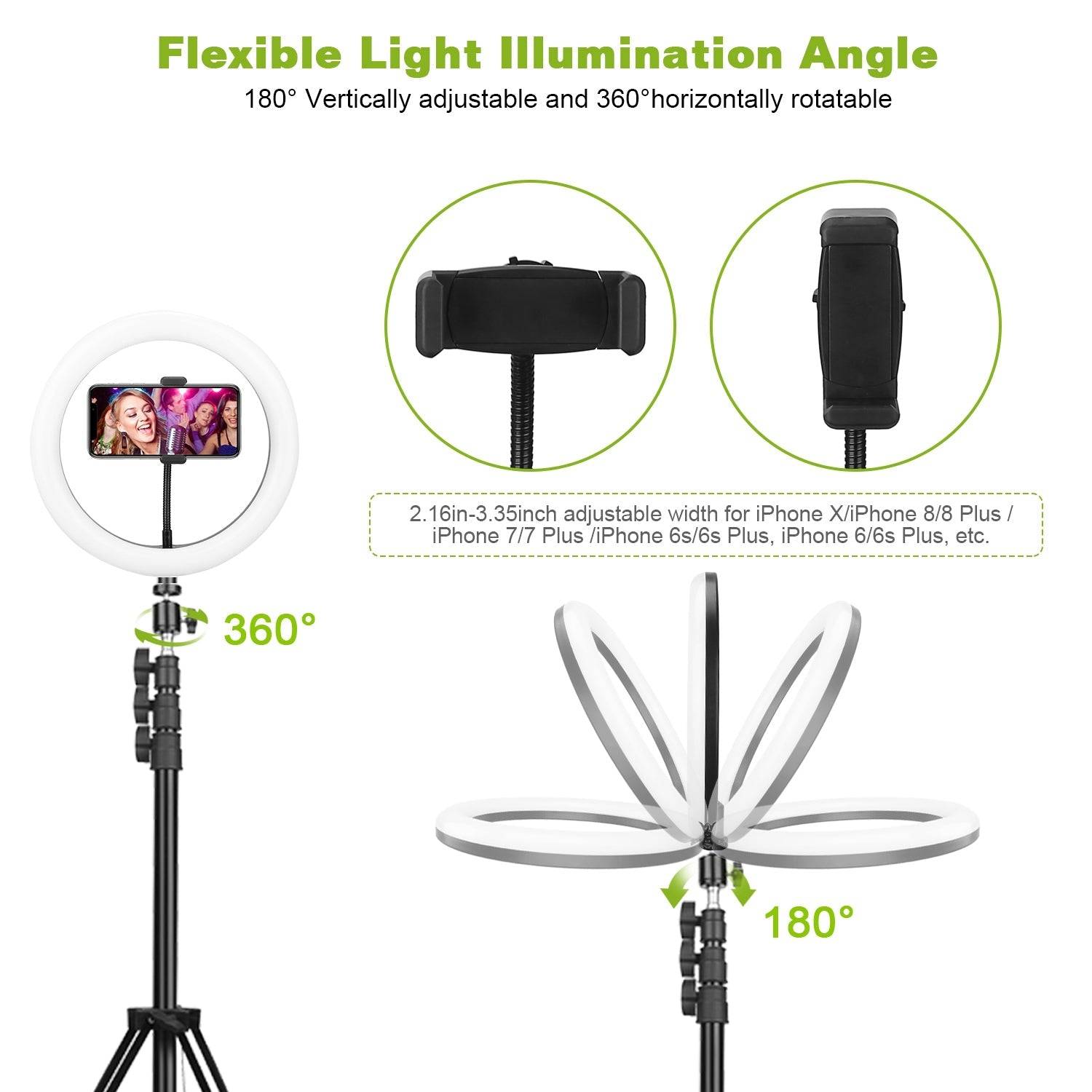 10in LED Ring Light with Tripod Stand and Phone Holder