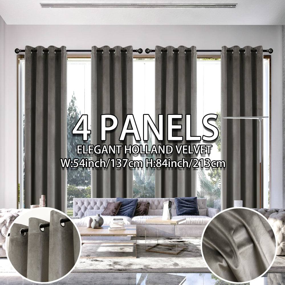 4 Panels Elegant Velvet Blackout Curtains, 90% Light Blocking with Grommet Top, Soft Pink Vintage Style for Bedroom & Living Room, 55"x84"