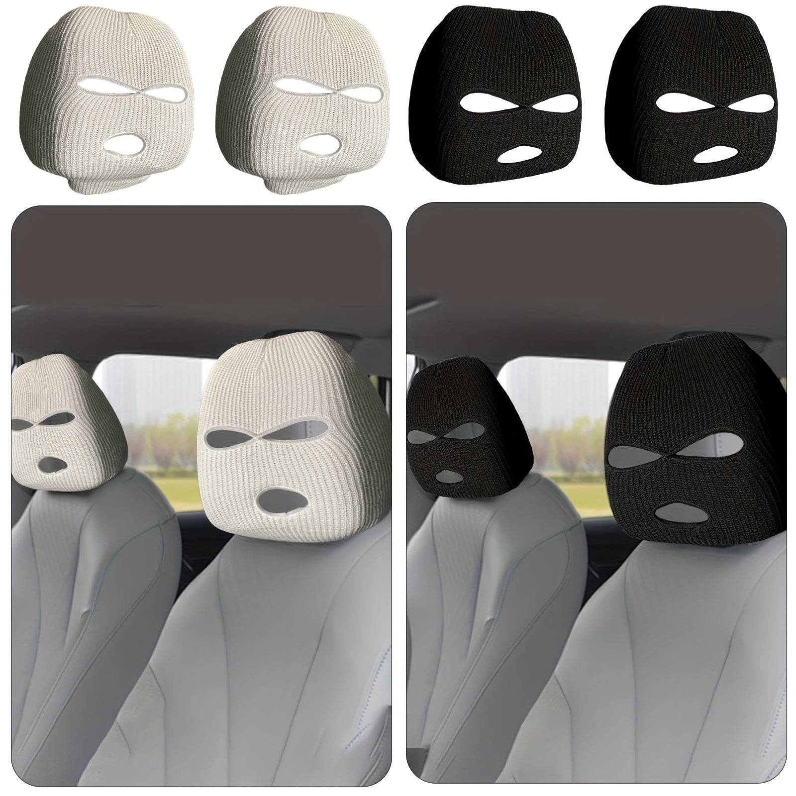 Car Headrest Covers Fun Seat Protectors with Full Face Mask Design Universal Fit Interior Accessories for Most Vehicles