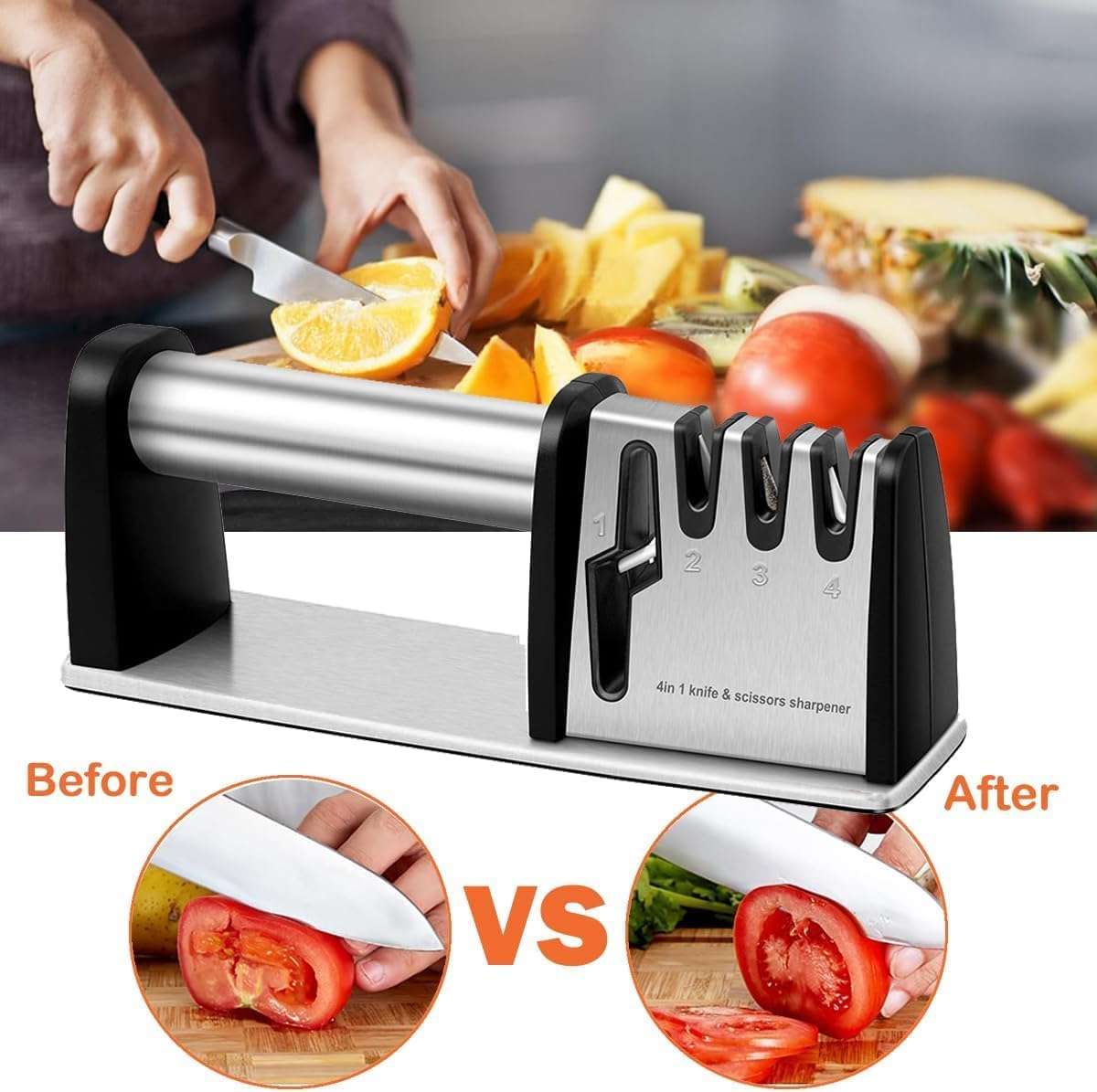 4 in 1 Kitchen Knife Sharpener Tool for Easy Use