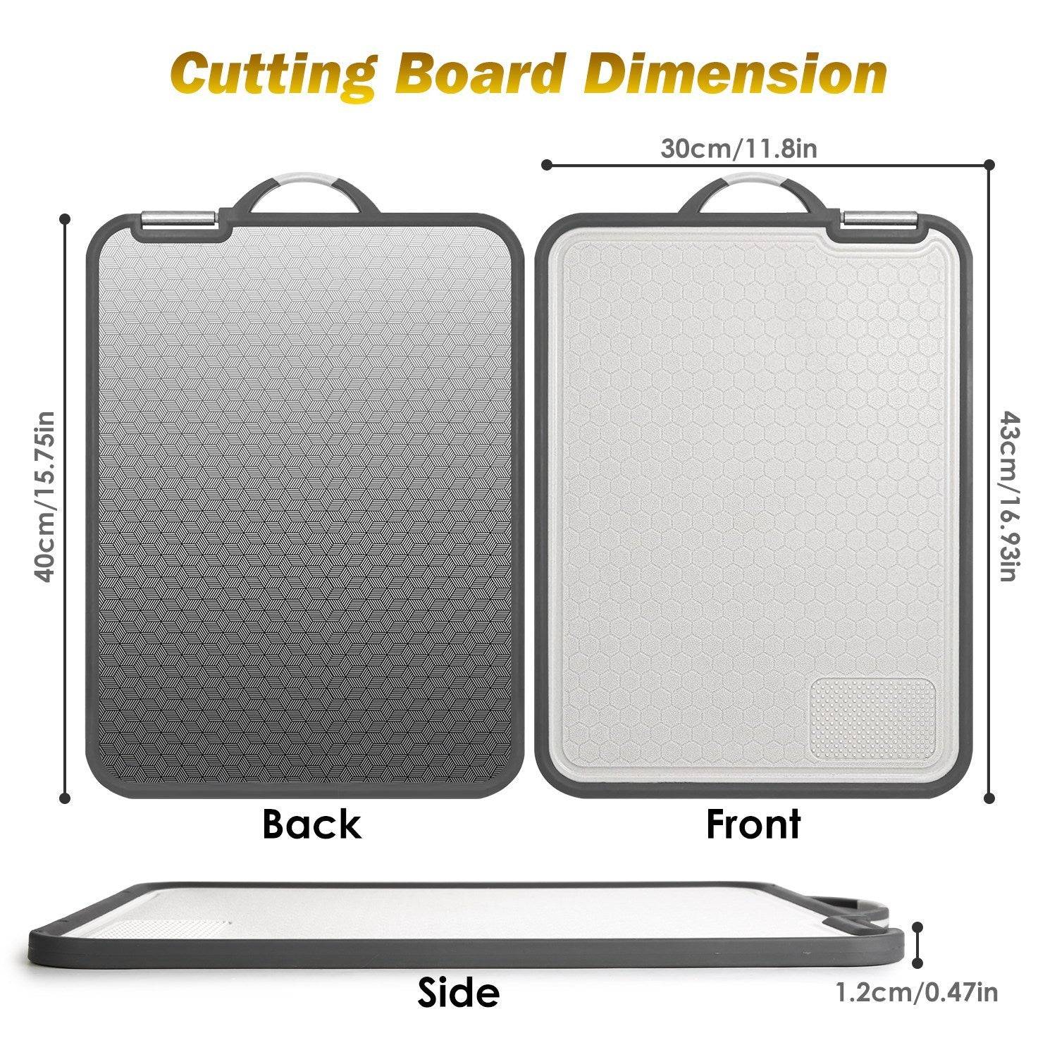Double Sided Cutting Board Set with Steel and PP Design