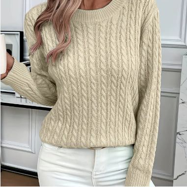 Classic Twist Sweater Round Neck Long Sleeve Pullover