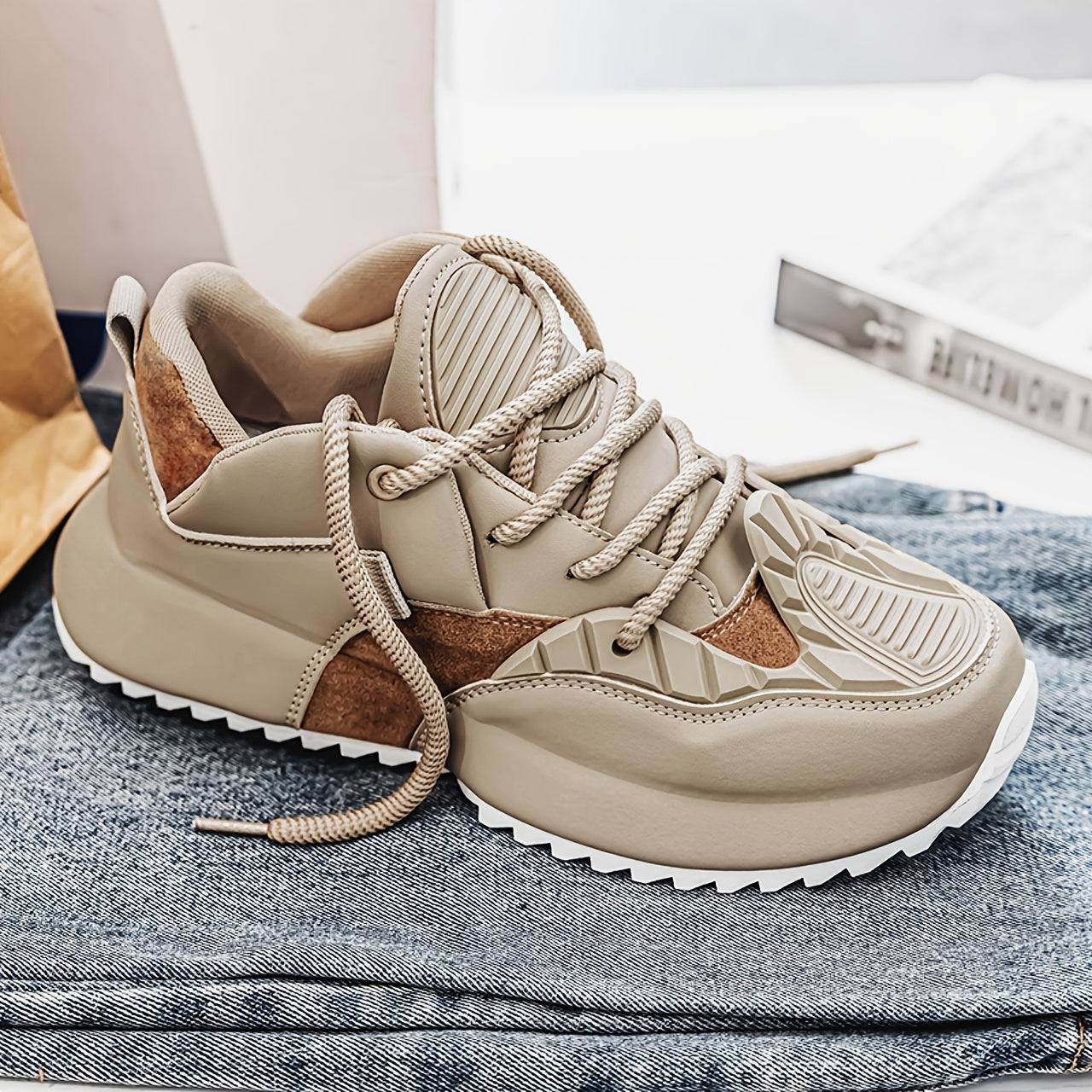 Men’s White Casual Sneakers – Trendy Non-Slip & Wear-Resistant Sport Shoes – All-Match Fashion Board Shoes for Daily Wear