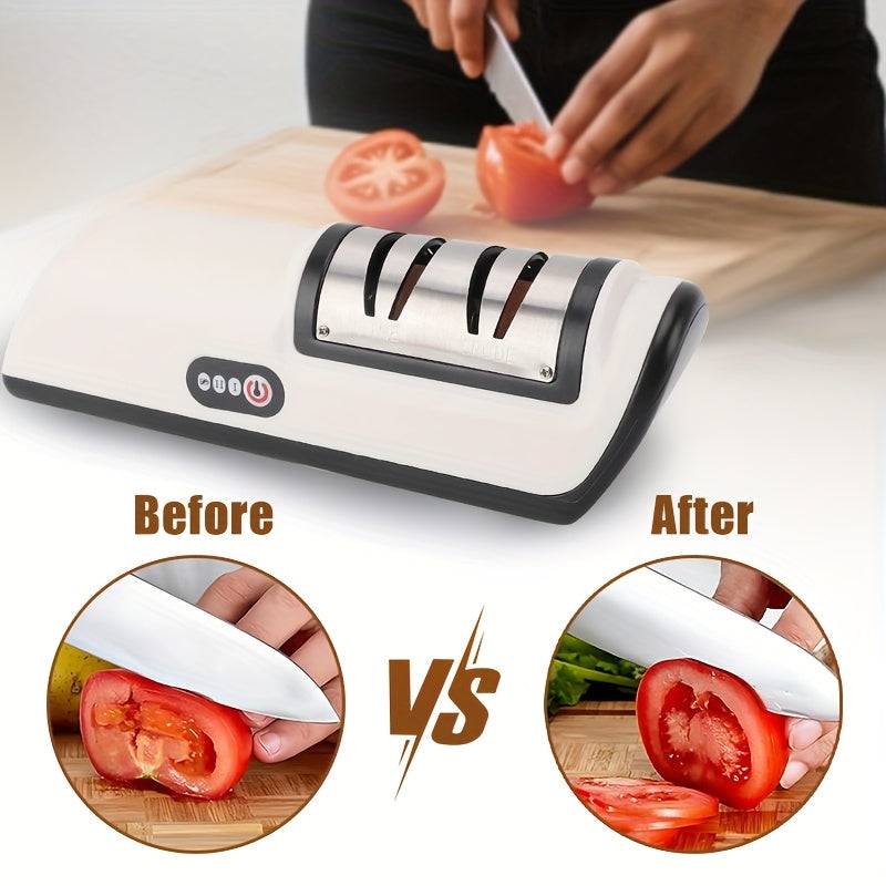 Electric Knife Sharpener 2-Stage Automatic Sharpening Tool for Kitchen Knives Professional Blade & Whetstone System for All Tableware