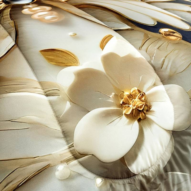 3-Piece Butterfly & Flower Quilt Set – Black & White Digital Print Comforter with Pillowcases