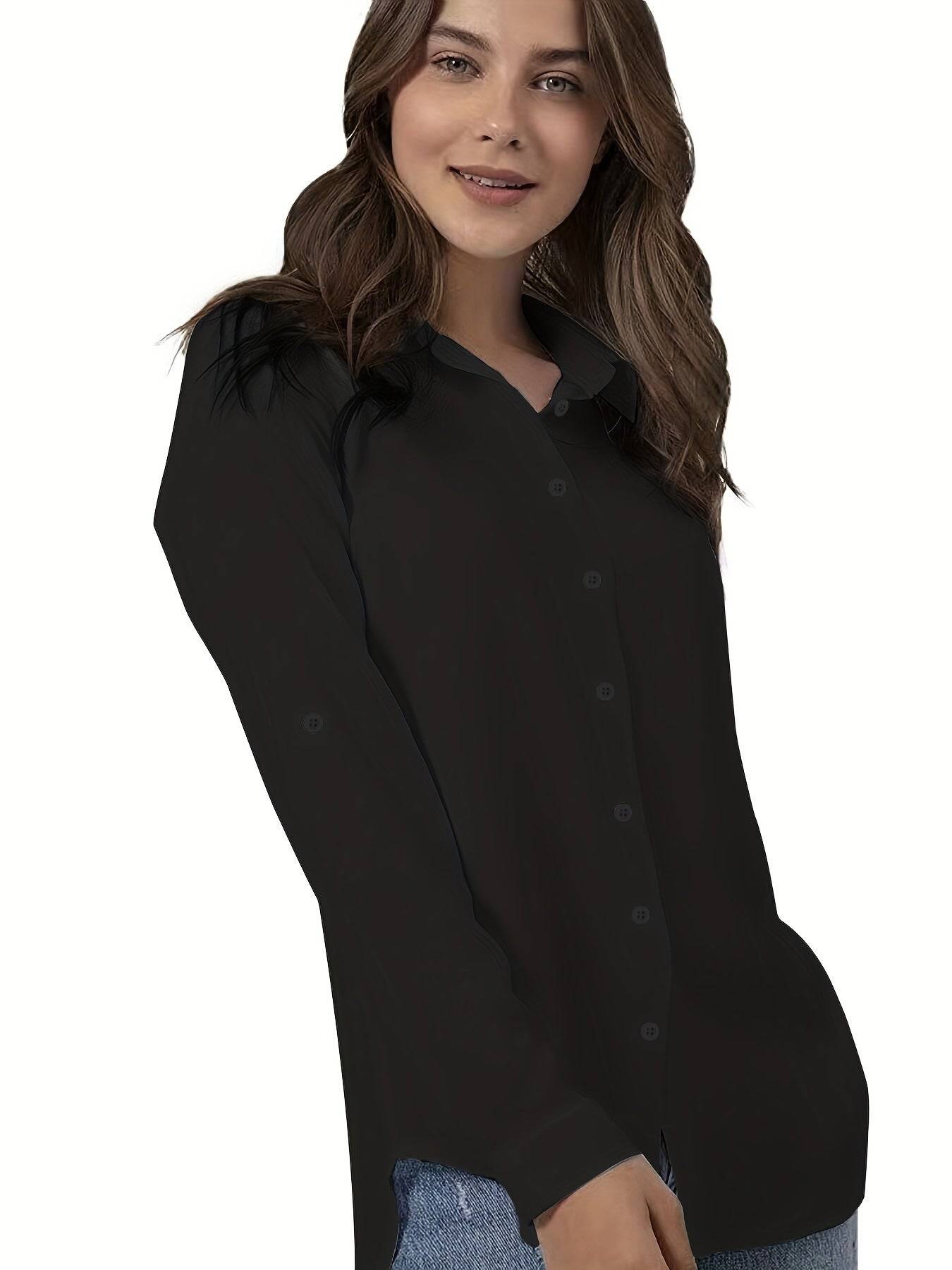 Plus Size Button Down Shirt Lapel Collar