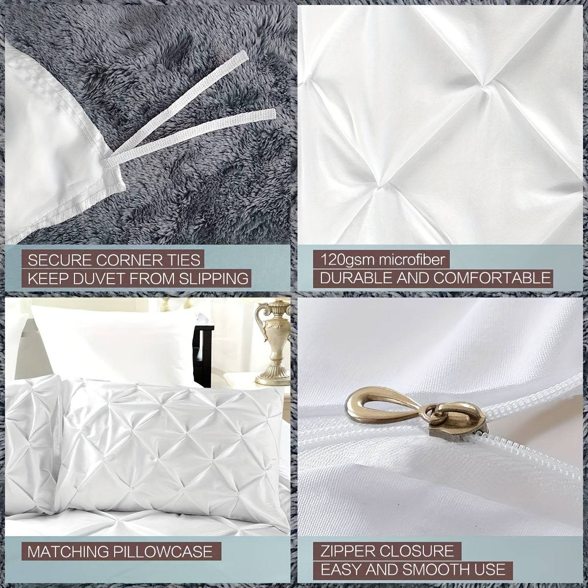 Luxury Duvet Cover Set 3pcs – 100% Sufiber 120g, Zipper Closure & Corner Ties, Soft & Durable Bedding Gift Set for Valentine’s Day