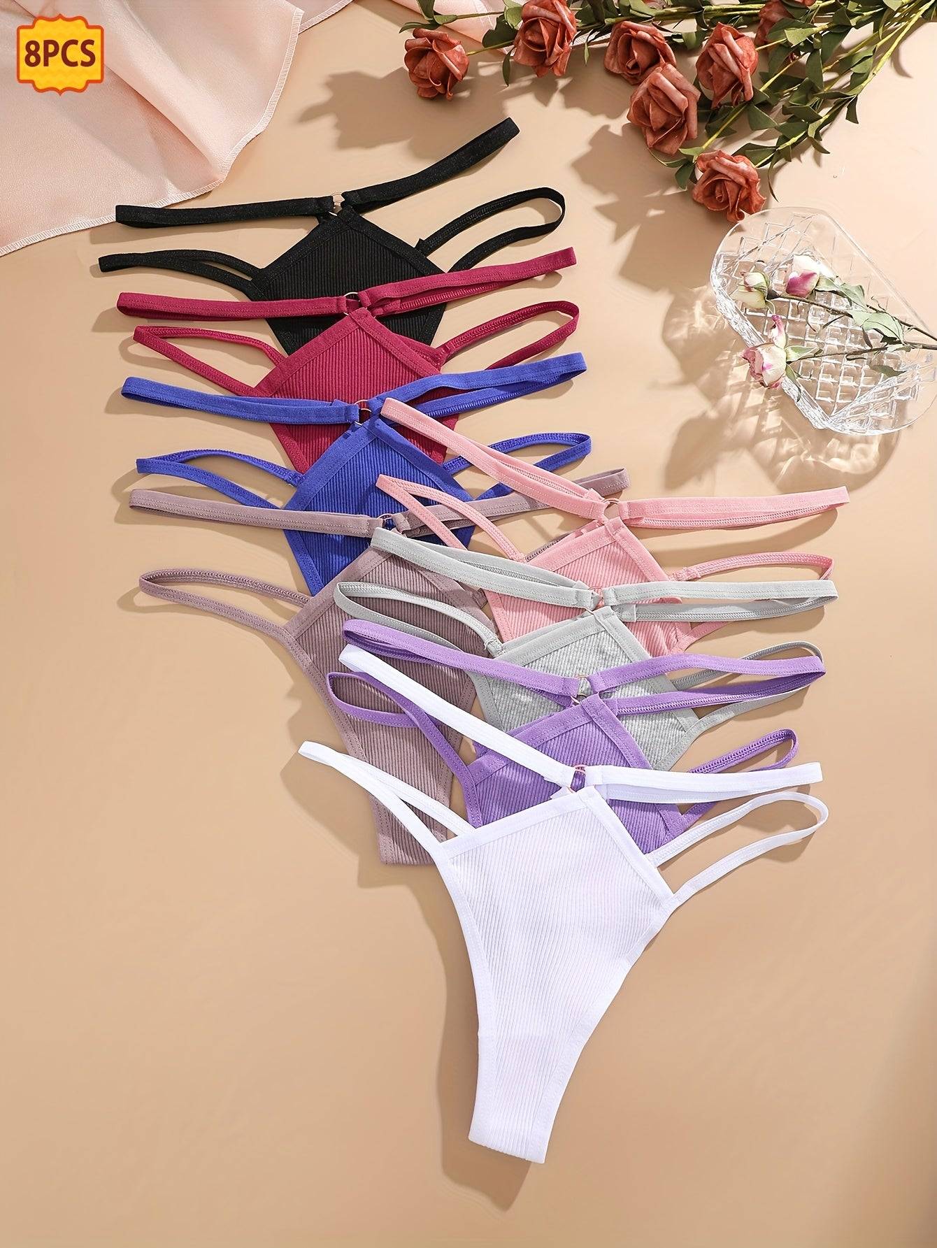 8-Pack Cotton Thong Set for Women – Soft, Breathable & Light-Tone Friendly Underwear