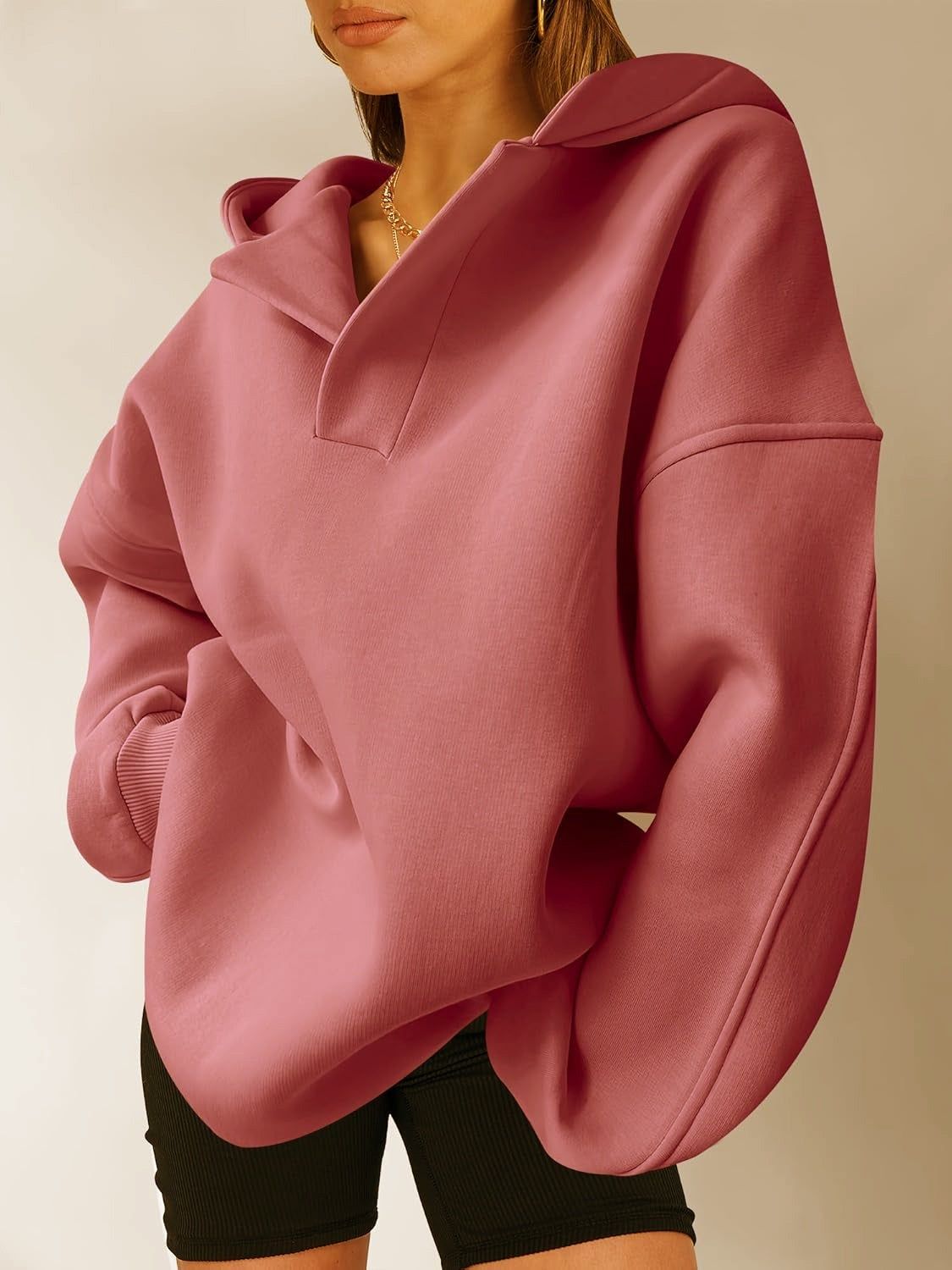 Women Hoodie Solid Color Loose Long Sleeve Pullover