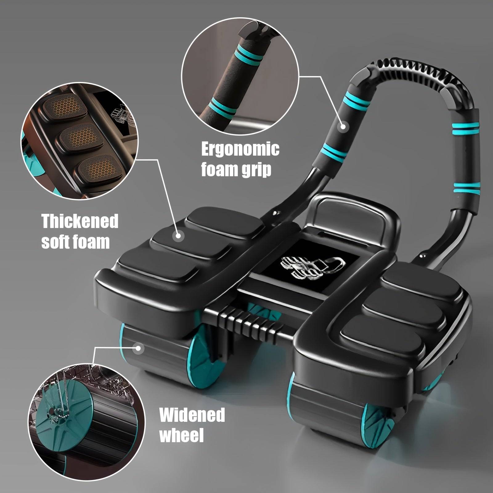 Self-Rebounding Ab Roller with Elbow Pads Automatic Rebound & Safety Brake Core Workout Equipment for Home Gym Fitness Training for Men & Women