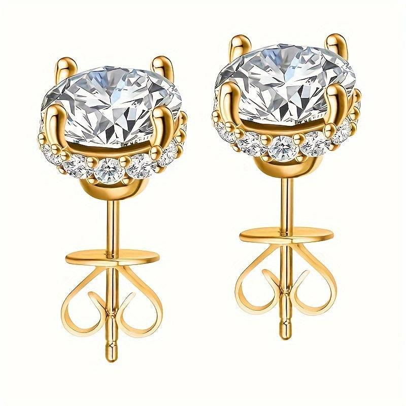 2 Carat Moissanite Stud Earrings in 925 Silver Unisex Hypoallergenic Design Elegant Style for Daily or Gift Use
