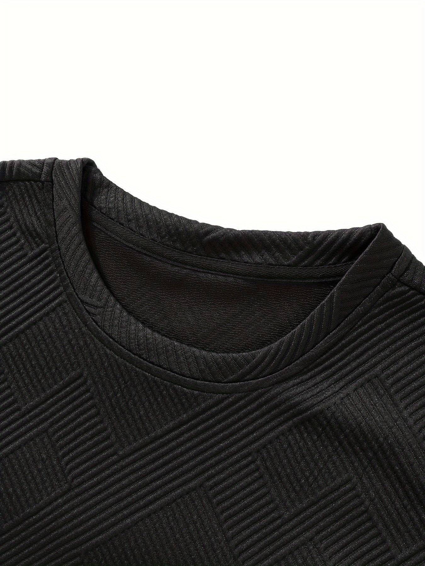 Men's Summer Two-Piece Set, Dark Stripe Texture Short Sleeve Shirt and Matching Shorts, Casual Polyester Outfit for Beach or Daily Wear