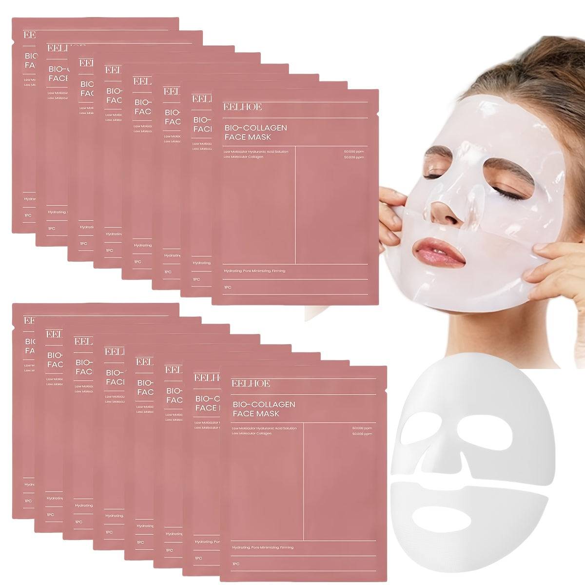 16pcs Collagen Facial Mask Set Infused with Hyaluronic Acid for Firming & Hydration Korean Skincare Treatment for Radiant Skin