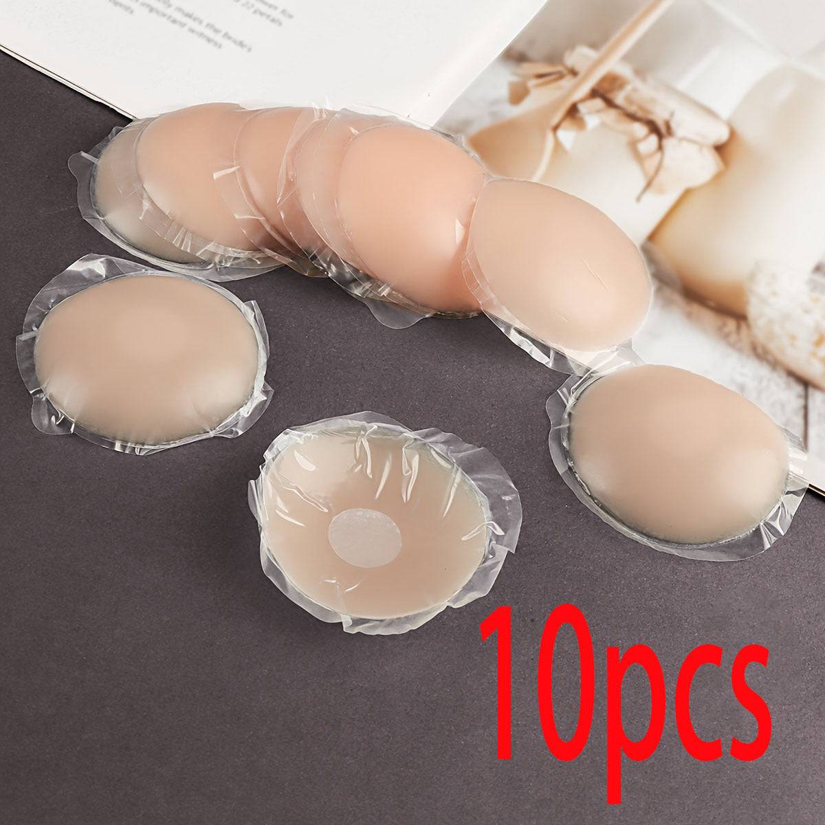 10pcs Silicone Nipple Covers, Seamless Invisible Reusable Pasties with Self-Adhesive Anti-Protrusion Design for Women