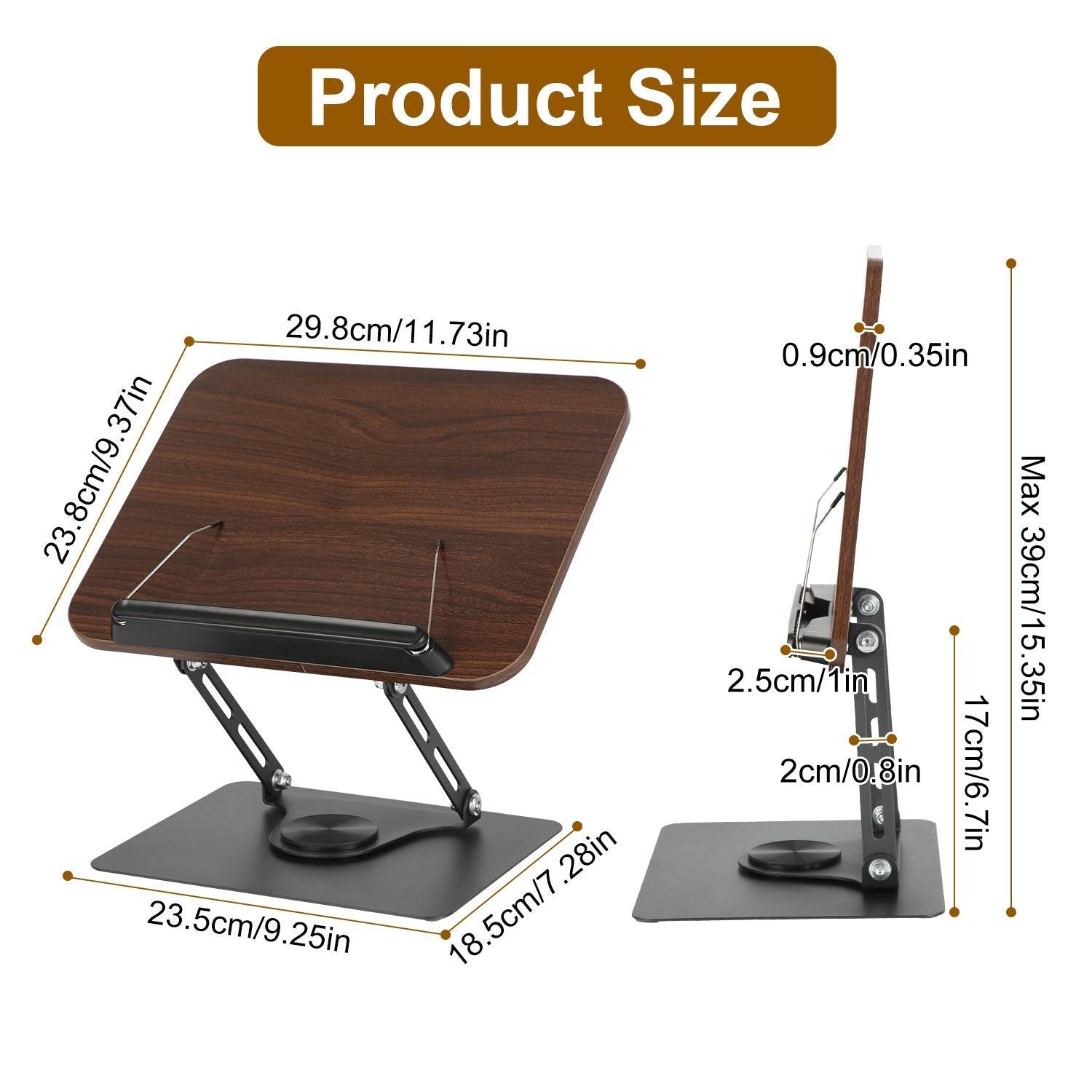 Adjustable Foldable Book Stand with Rotating Base Design