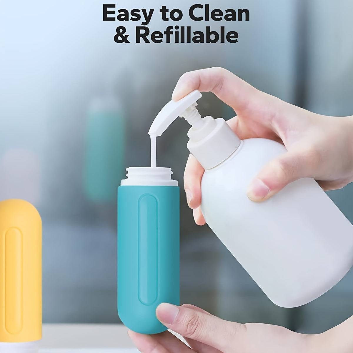 Silicone Travel Bottles Set 3oz (4-Pack), Refillable Leak-Proof Toiletry Containers for Shampoo, Conditioner and Liquids, TSA Approved
