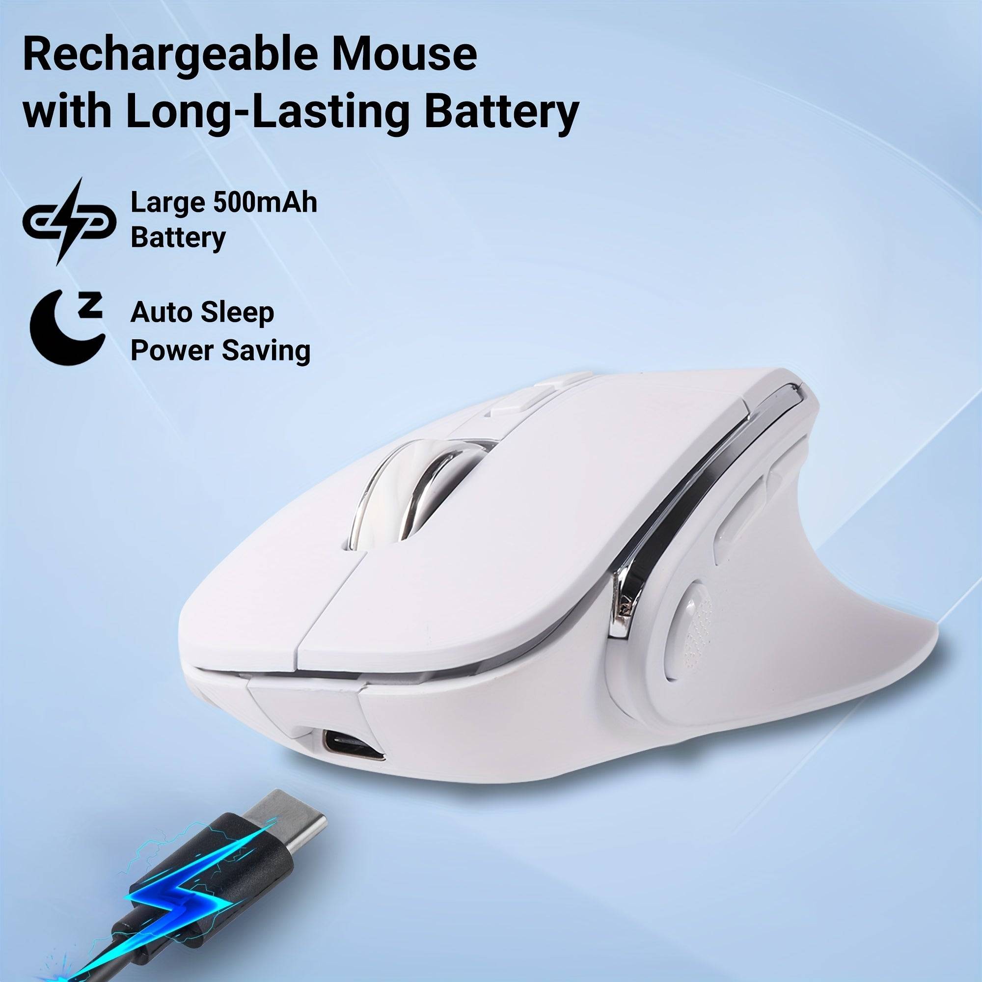 Bluetooth Vertical Ergonomic Mouse – Dual Mode, Rechargeable, 8 Buttons