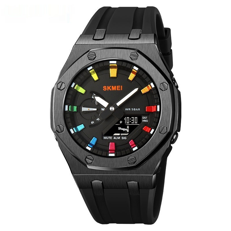 Men’s Multifunction Sports Watch Waterproof 50M Electronic LED Luminous Display with Silicone Strap