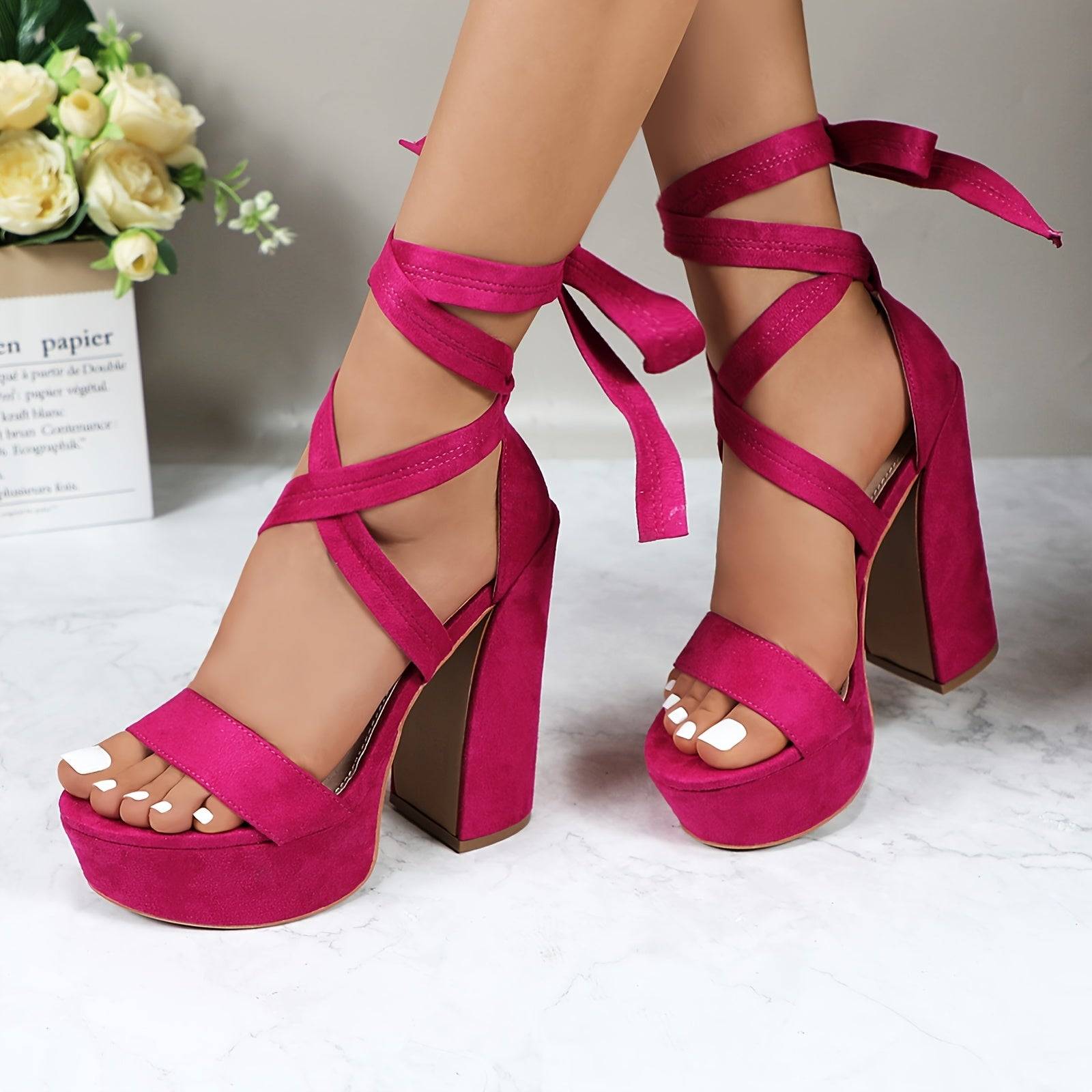 Women's Chunky Block Platform Heels, Strappy Gladiator Open Toe Dressy Pumps Sandals for Wedding, Party, Dance or Office
