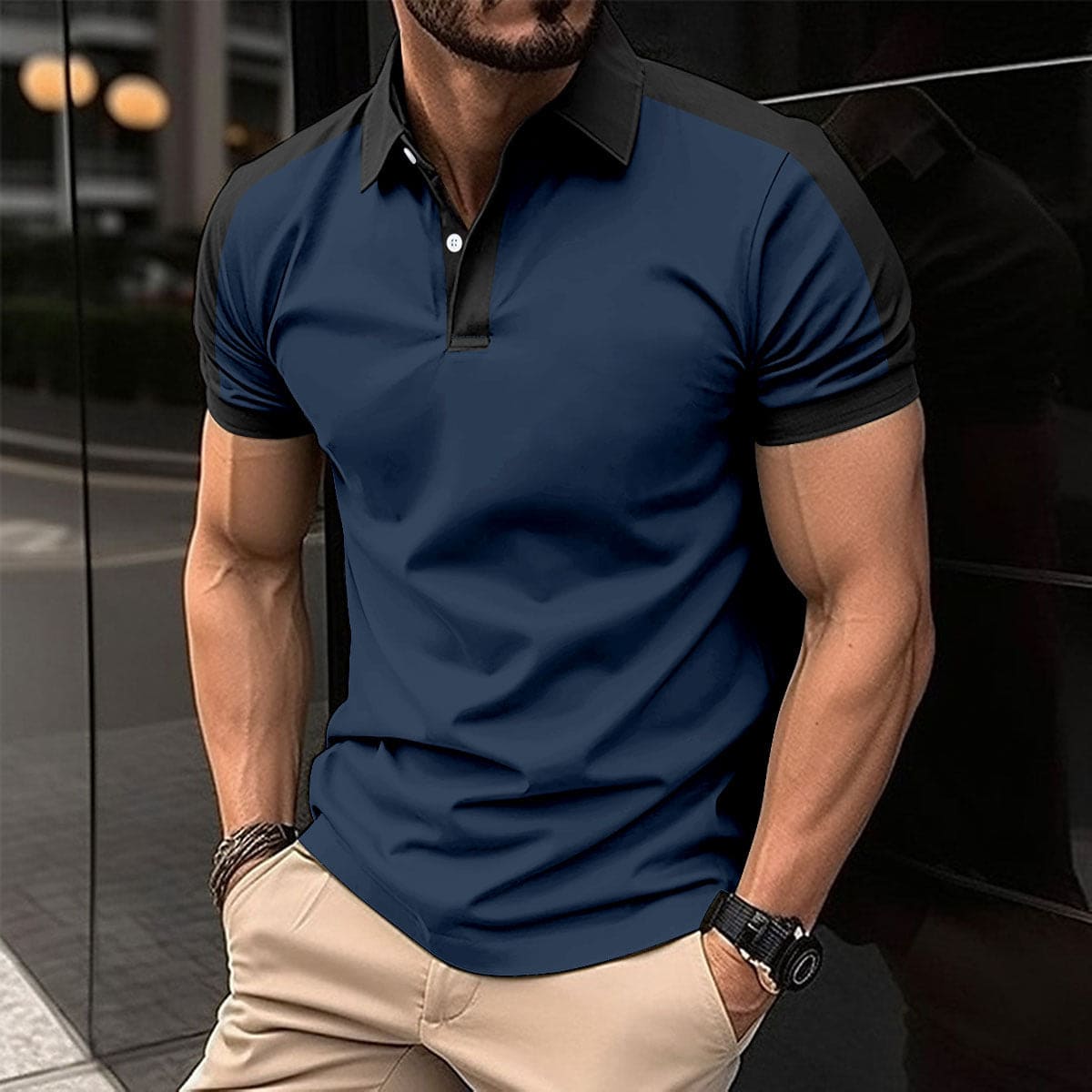 Men's Short Sleeve Business Shirt Summer Casual Polo Shirts - PMMNAPOLES