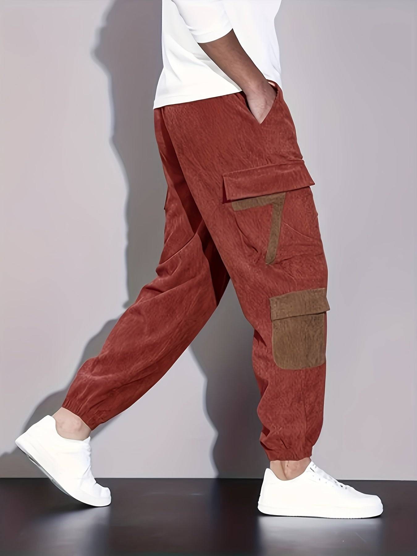 Men's Velvet Cargo Pants 3-Pack – Solid Color, Pockets, Casual & Warm for Fall/Winter