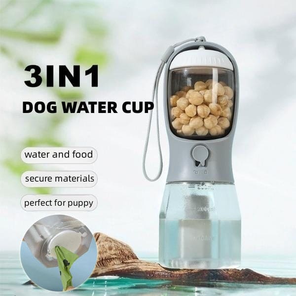 Dog Water Cup Drinking Food Garbage Bag Three-in-one Portable Small Multi-functional Pet Cups Pets Supplies - PMMNAPOLES