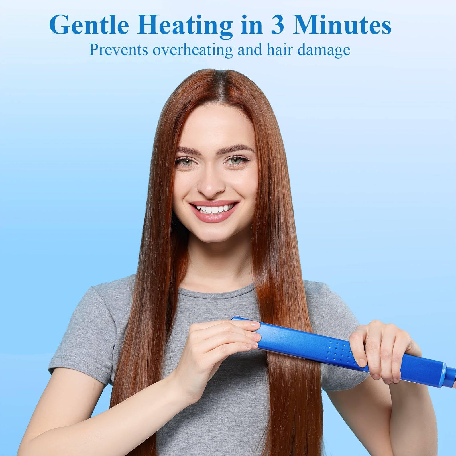 3pcs Hair Styling Kit for Women Flat Iron, Curling Wand & V-Brush 5 Temps Lightweight for All Hair Types