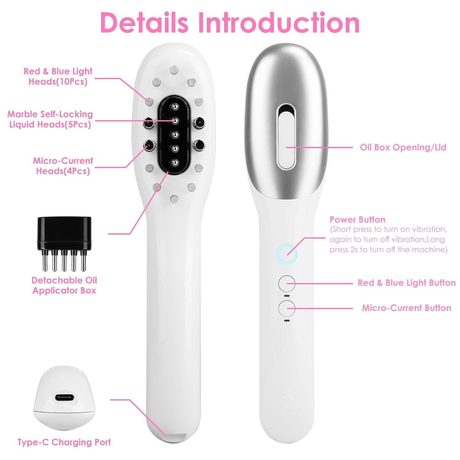 Electric Scalp Massager Comb with Light Therapy Modes