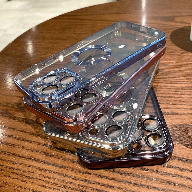 Electroplated Slim Phone Case with Lens Protector for iPhone