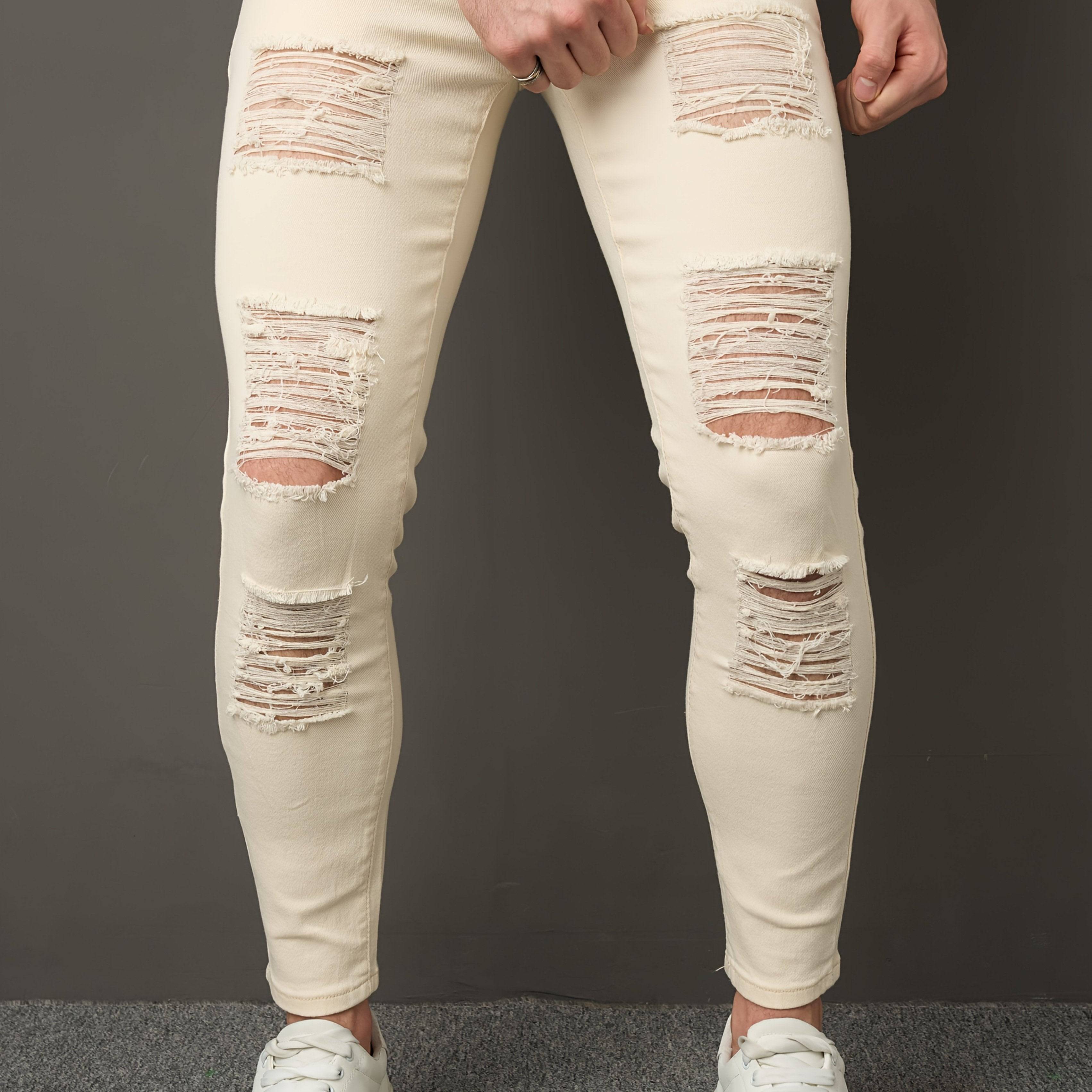 Men’s Slim Fit Jeans Youth Fashion Denim Pants with Tapered Small Leg Design Casual Spring & Autumn Wear