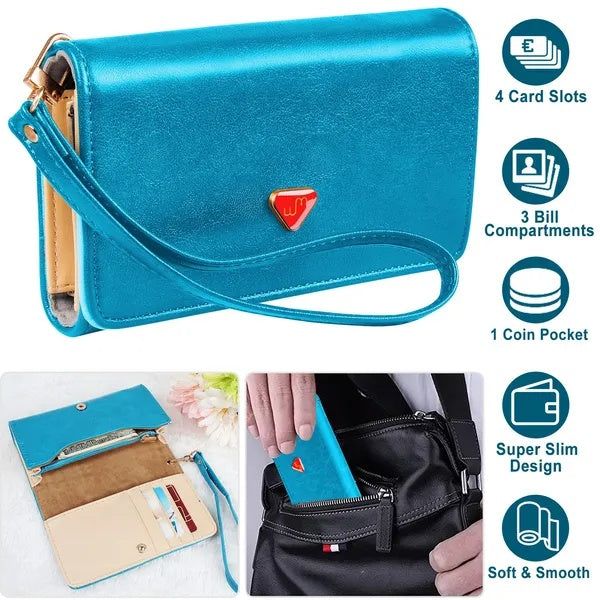 Wallet Women PU Leather Wristlet with Zipper Coin Pocket