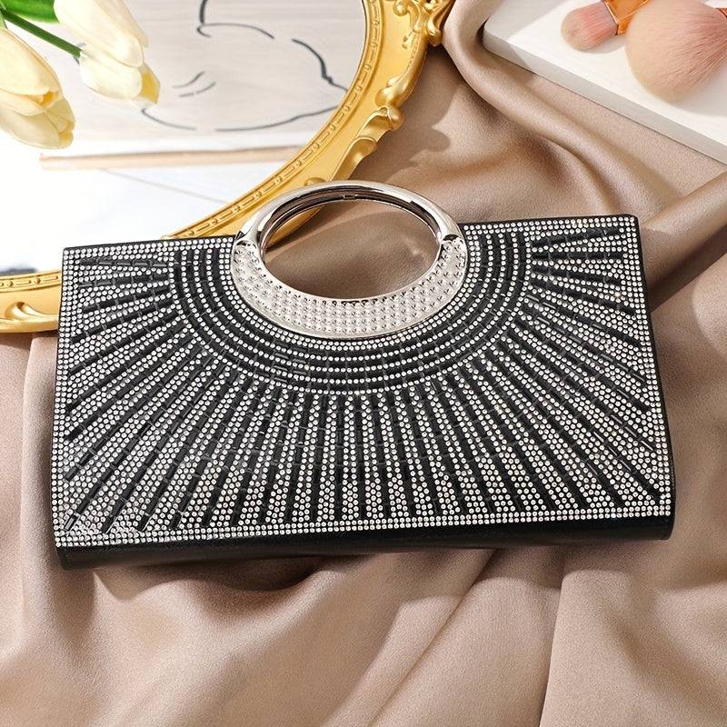 Elegant Women’s Evening Clutch Bag – Sparkling Rhinestone Detail, Golden & Black Options, Perfect for Weddings, Parties & Formal Events