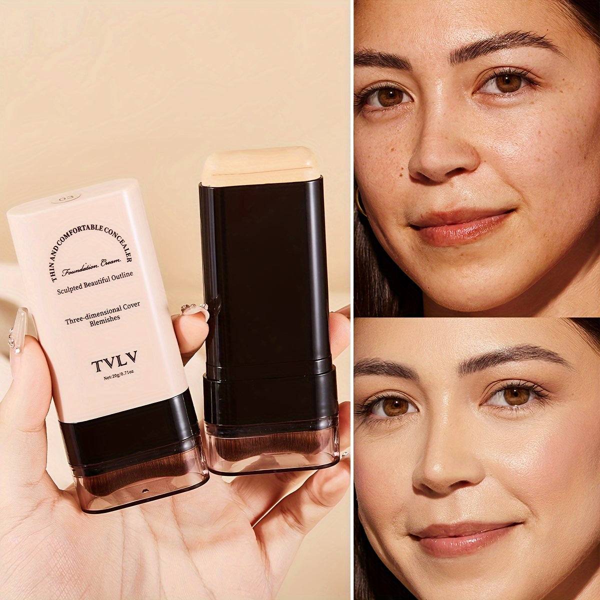 2-in-1 Foundation & Concealer Stick Waterproof Matte Makeup Portable Design for Daily or Travel Use