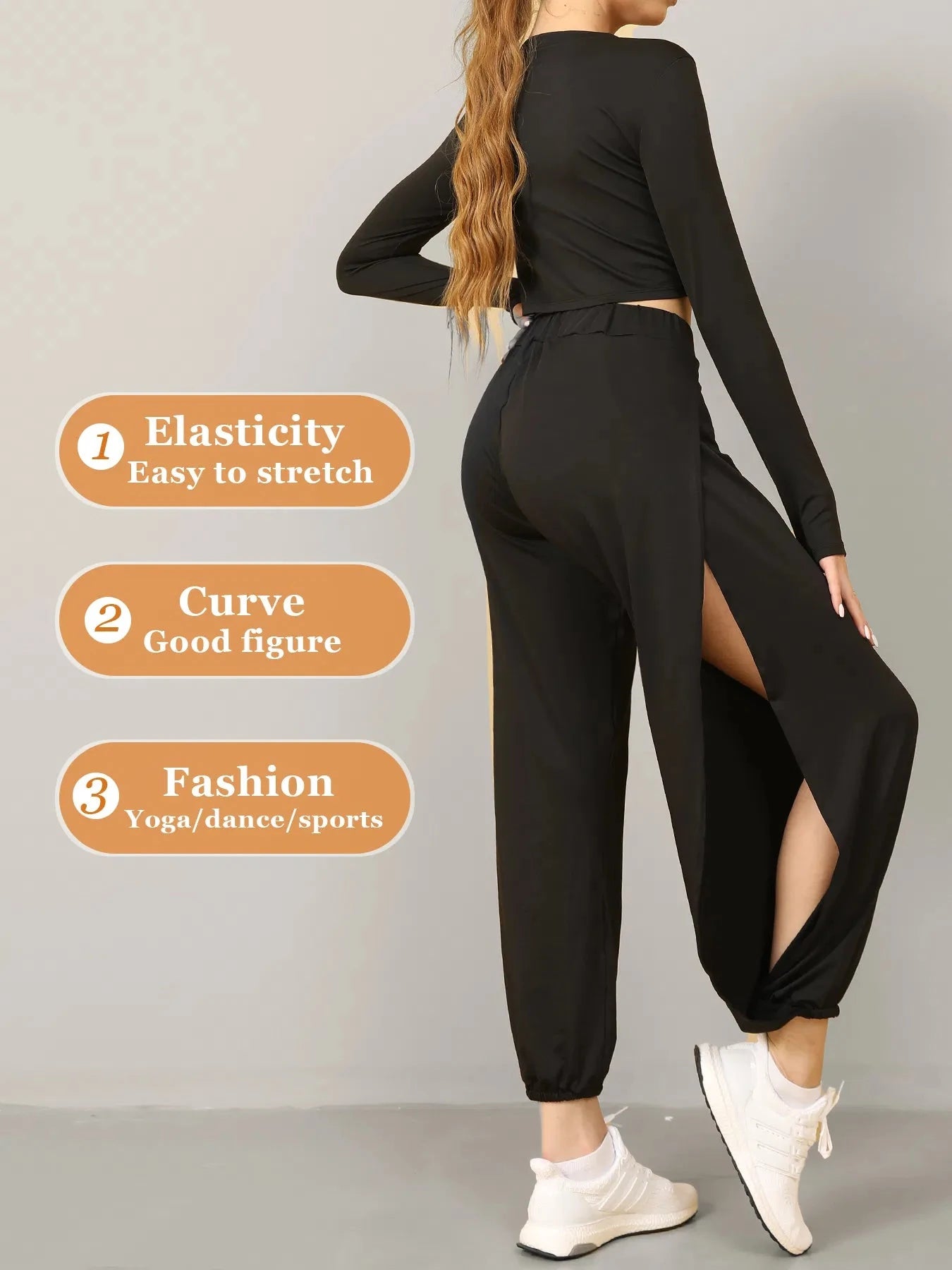 Boho Harem Pants with High Slit