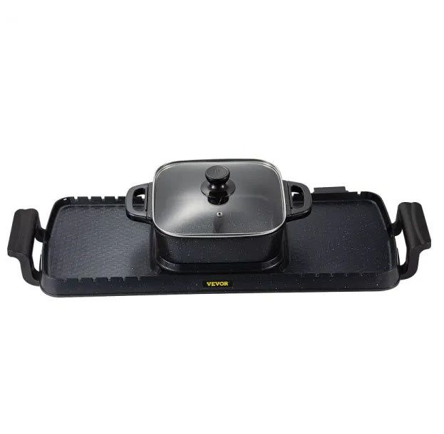 Electric Hot Pot 2in1 Grill Dual Thermostat Nonstick Combo