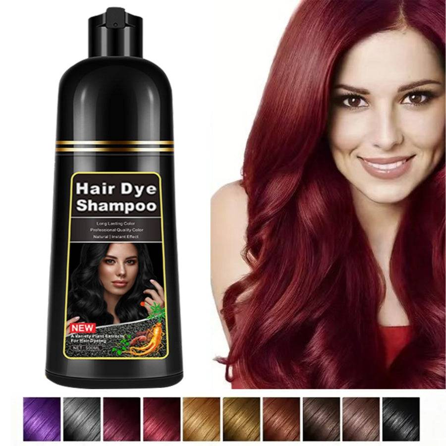 500ml 5-in-1 Hair Dye Shampoo – Covers White Hair, Herbal Formula, Free Toolkit, Gift for Men & Women