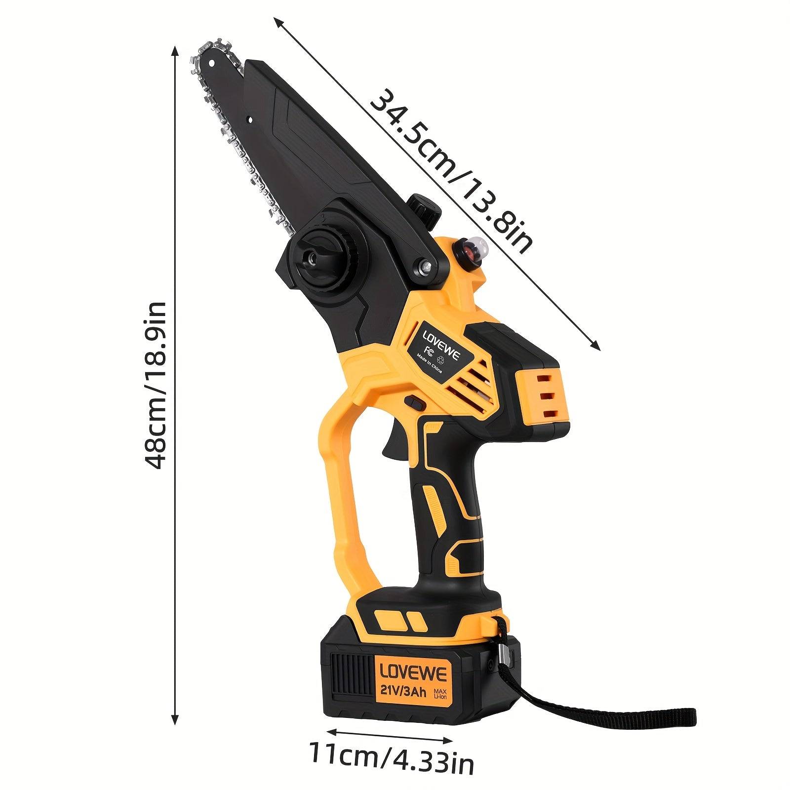 6-Inch Cordless Mini Chainsaw Handheld Electric Saw with 3.0Ah Battery 23FT/S Speed, Automatic Chain Tensioning & Auto Oiler for Tree Branch & Garden Work