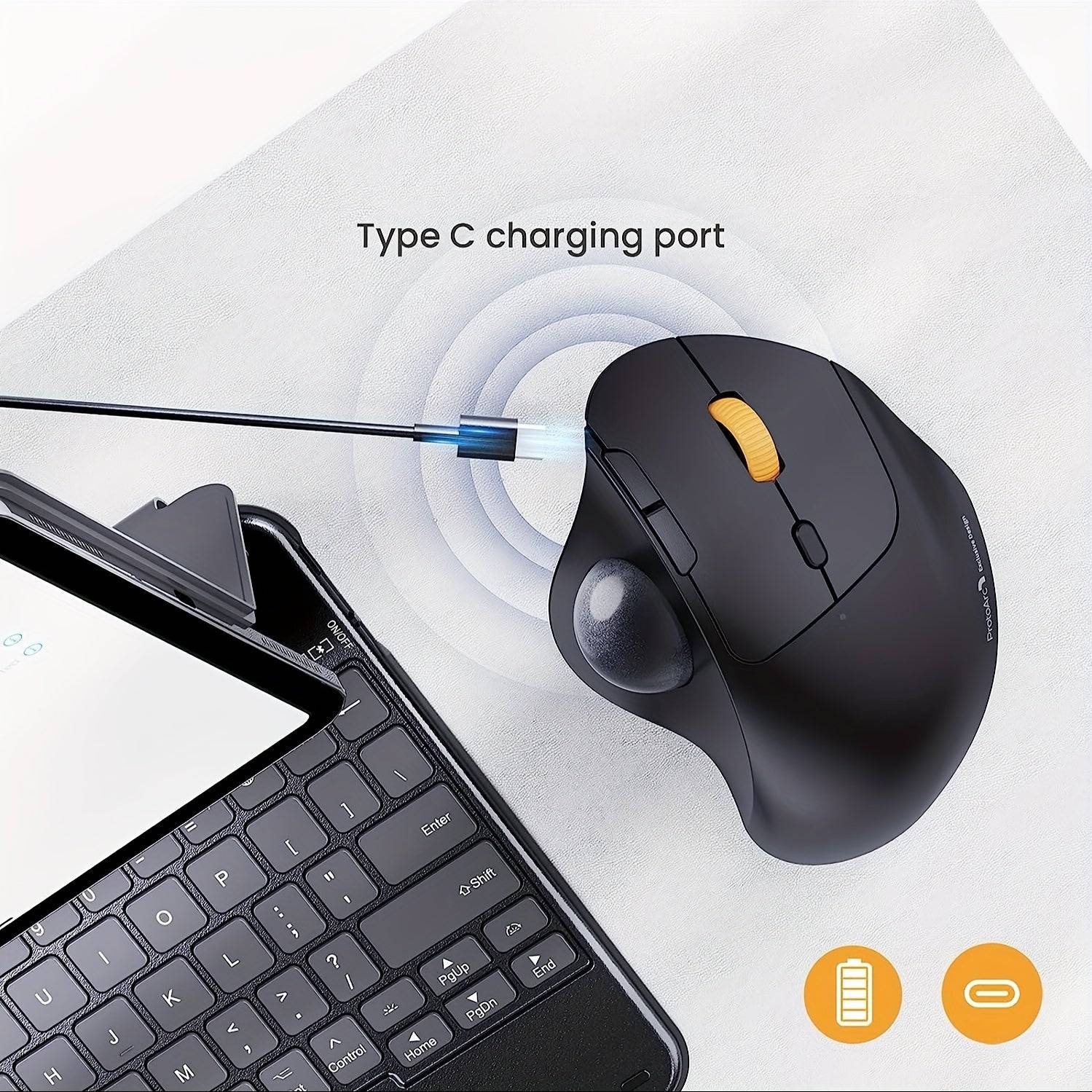 Ergonomic Wireless Trackball Mouse – Rechargeable Thumb-Control for PC & Mac