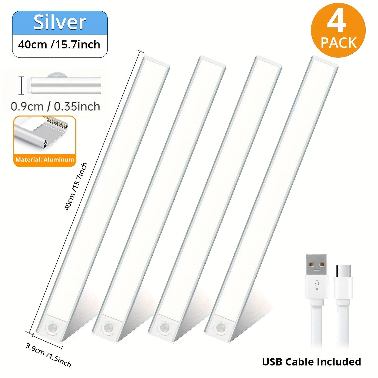 2/4pcs Motion Sensor Cabinet Lights Rechargeable Stick-On Fixtures with 3 Color Modes Magnetic Wireless LED for Closet & Kitchen